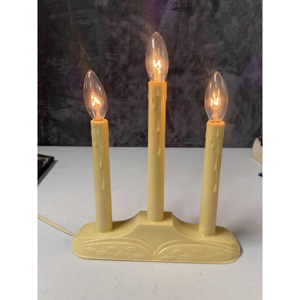 1950's Paramount Pearlized White 3 Light C-7 Christmas Window Candolier Tested